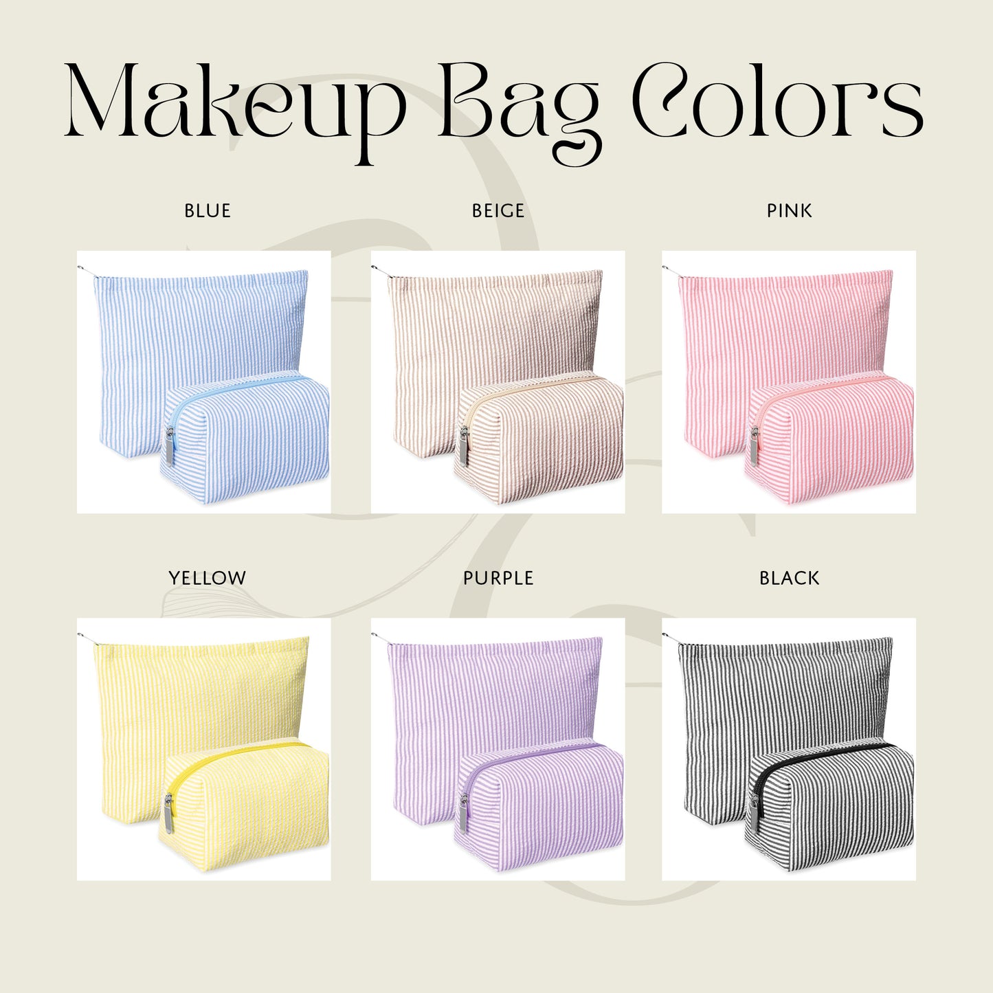 Striped Makeup Bag Set